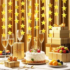Guirnalda de estrellas brillantes, decoración pancarta, 130 pies estrella dorada