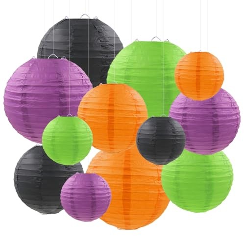 Halloween Paper Lanterns Black Purple Orange Green purple orange black green