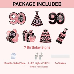 Sophisticated 90th Birthday Yard Signs – LED Lights Included