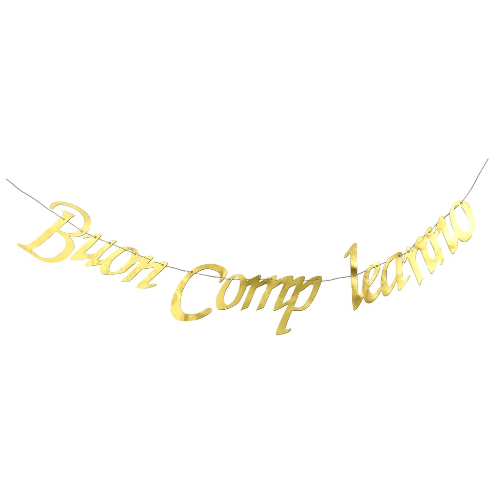 1 Set Happy Birthday Banner w/ String for Birthday Party Decorations Gold Tone