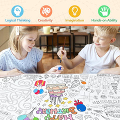 Birthday Coloring Tablecloth, 40X28 Inch Coloring Poster Coloring Table Cloth fo
