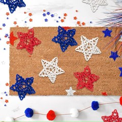 18pcs Patriotic Star Rattan Decor, Red Blue White Stars