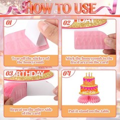 12 Pcs Orange Pink Birthday Decorations Honeycomb Centerpieces