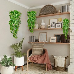 Fake Hanging Plants Vines(2pcs)for Room Decor, Artificial Ivy Greenery Green