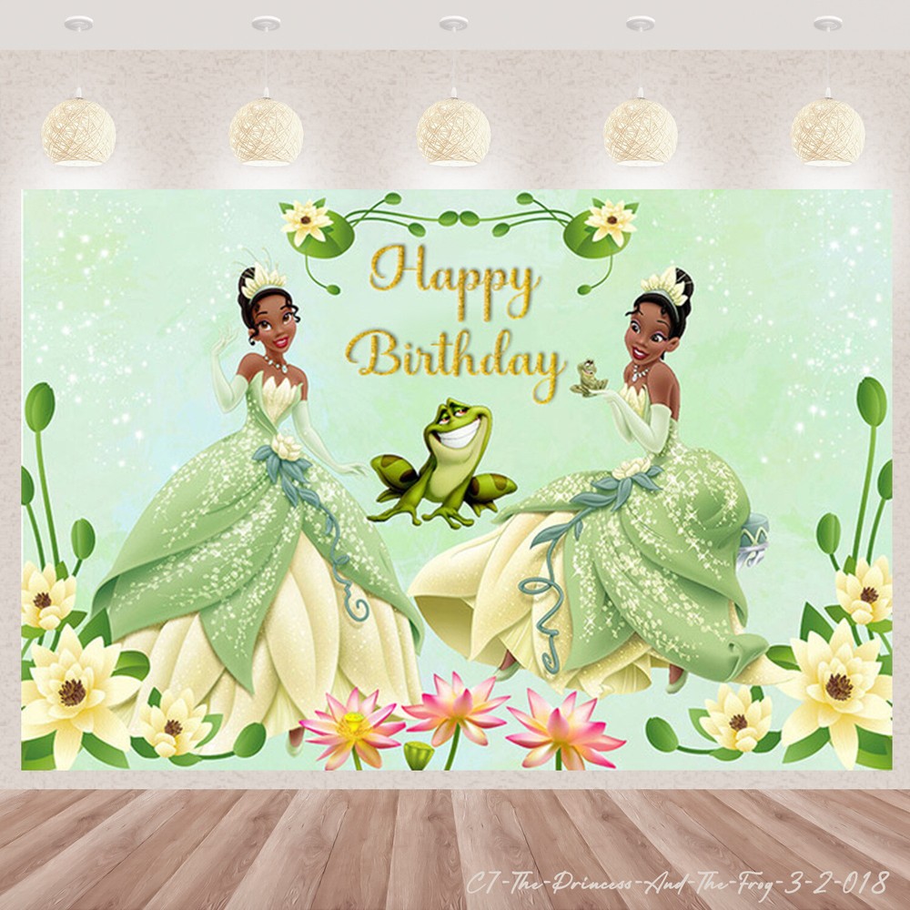 Princess Frog Tiana Birthday Backdrop Party Photo Background Banner Supplies