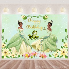 Princess Frog Tiana Birthday Backdrop Party Photo Background Banner Supplies