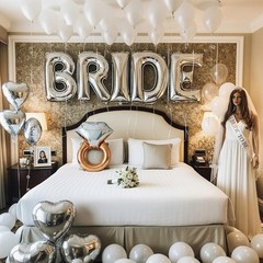 40in Silver BRIDE Balloons, Bridal Veil, Sash & Heart Balloons – Bachelorette De