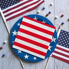 Disposable Paper Plates and Napkins American Flag Design for Veteran Day Events