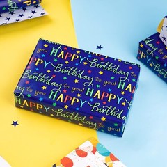 WRAPAHOLIC Reversible 1 Count (Pack of 1), Navy – Happy birthday to you