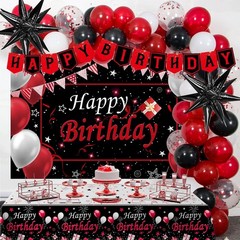Red Birthday Decorations for Men Women Boys Girls, 75 PCS Red and Black Party…