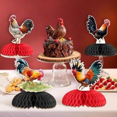 8 Pieces Rooster Honeycomb Centerpieces for Tables – Chicken Farm Theme Birth…