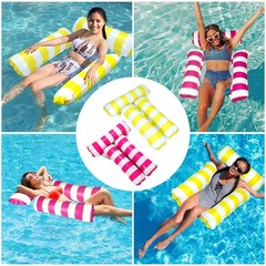 2 Pack Inflatable Pool Floats 4in1 Pool Hammock with Bottom Mesh 3 Tubes Infl…