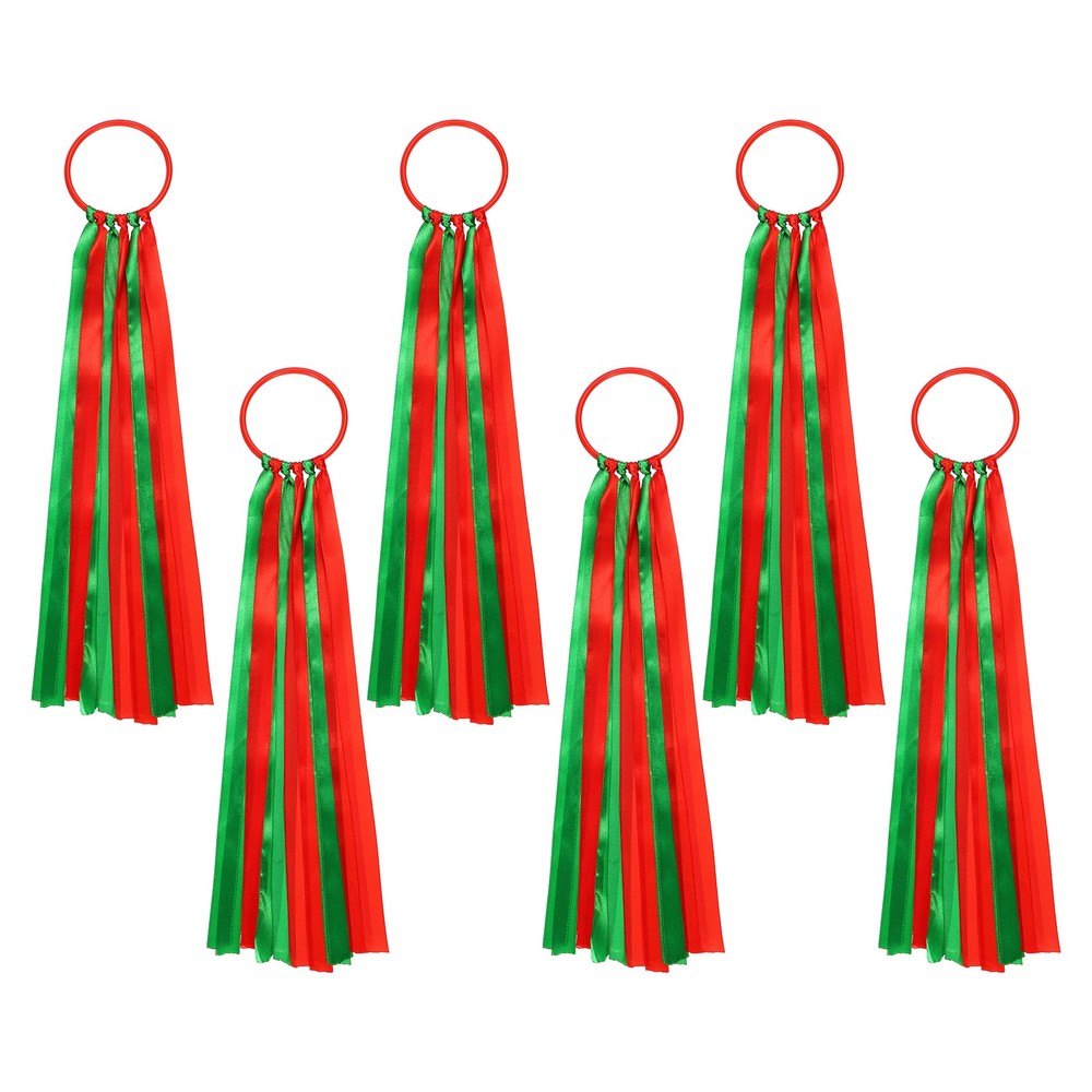 Hand Held Dance Ribbons, Wrist Streamers 20.8″ & 6 Pcs & Red & Green