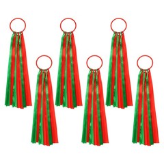 Hand Held Dance Ribbons, Wrist Streamers 20.8″ & 6 Pcs & Red & Green
