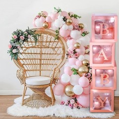 82PCS Rose Gold Baby Boxes with Letters for Baby Shower Decorations, Jumbo Cl…