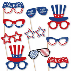 Big Dot of Happiness Patriotic Glasses – Paper Card Stock Memorial Day, 4Th of J