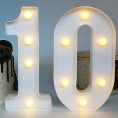 8.26 Inch Light Up Number 10 Centerpiece Table Sign 10th Birthday Decor