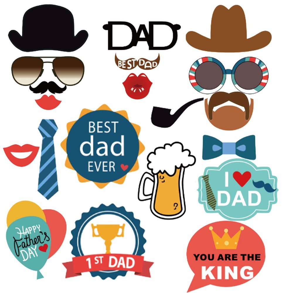21 PCS Fathers Day Photo Booth Props Birthday Party, Funny Selfie Decoration