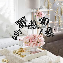 15 Pack Black 40th Birthday Centerpiece Sticks «Cheers to 40th Years»