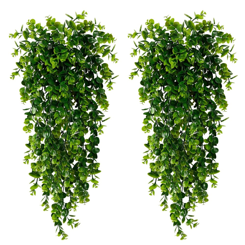 Sggvecsy 4 Pack Artificial Hanging Plants Fake Plant Faux 4Pcs, Green