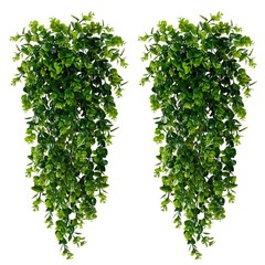 Sggvecsy 4 Pack Artificial Hanging Plants Fake Plant Faux 4Pcs, Green