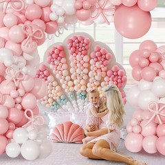 Coquette Birthday Decorations 145 Pcs Pink and White Balloon Garland Arch Kit…