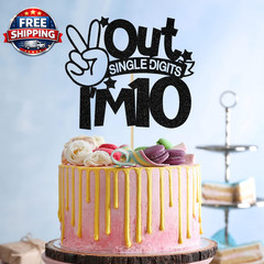 Out Single Digits I’M 10 Cake Topper, Double Digits 10, for Boys Girls 10Th Birt