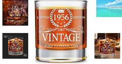 70th Birthday Celebration Glass – Handcrafted 1956 Vintage Whiskey Style