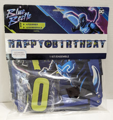 Blue Beetle Happy Birthday Party 11 ft Banner 24 Attachable Pieces 10 in Tall