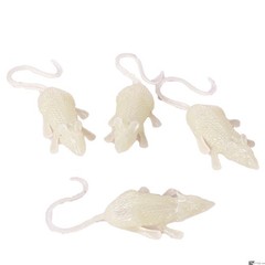 Mice Creepy Rodents Halloween 3.75″ Decoration Prop, 4 CT, Glow-in-the-Dark