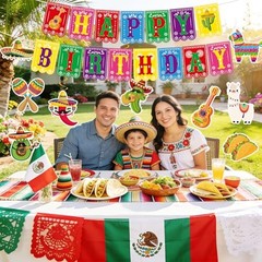 Cinco de Mayo Party Decorations Set Happy Birthday Banner Mexican Fiesta Red