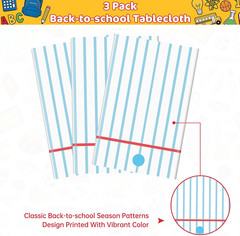 3 Pcs Back to School Decorations Tablecloth – Disposable Plastic Notebook Paper