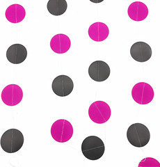 Hot Pink Black Circle Dots Party Garland Decoration Polka Dots Hanging Streamer