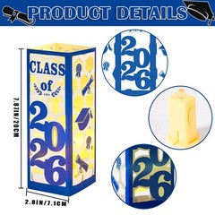 6 Pcs Light Up Graduation Centerpieces Class of 2026 Lantern Boxes Blue Decor