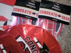 Congratulations Graduation RED & BLACK School Color Party Decorations. New!!