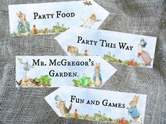 4 Blue Personalised Rabbits and Woodland Characters Party Decoration Arrows