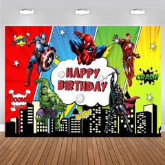 Avengers Superhero Spider-man Birthday Party Photo Background Banner Decorations