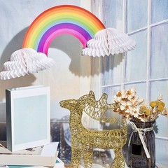 2 Pieces Rainbow Honeycomb Paper Centerpiece Rainbow Party Table Decoration C…