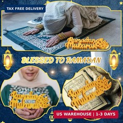 Queekay 9.8in Ramadan Mubarak Sign Table Decorations for Home Ramadan Eid Mubara