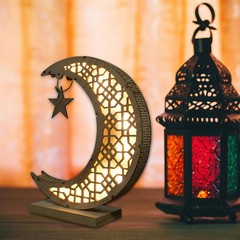 Ramadan Eid Mubarak Moon Castle LED Light Wooden Muslim Islamic Party Decoration