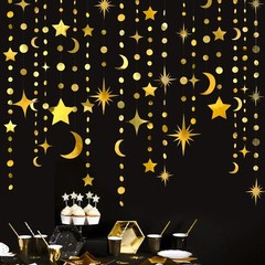 Gold Star Moon Party Decorations Gold Circle Dot Garland Crescent and Twinkle…