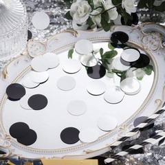 300 PCS Black White Silver Table Confetti Metallic Circle 1.2 Inch