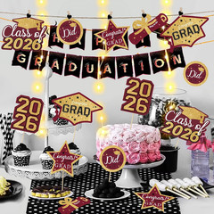 Graduation Decorations Class of 2026-30Pcs Maroon Gold Graduation Table Centerpi