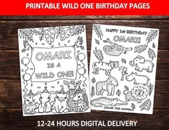 Wild One birthday coloring pages (PDF)