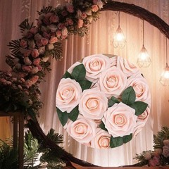 1Box Realistic Latex Foam Roses with Stems and Leaves for DIY Flower Arrangement