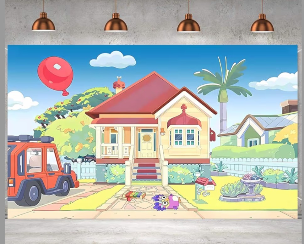 Bluey House Backdrop 7’x5′ Birthday Party Photo Background New