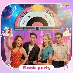 4 Pcs 50s Party Decorations 1950s Record Party Entryway Diner Door Banner Bla…