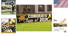 Large Vinyl Graduation Banner – Class of 2026, Fade-Resistant Decor 9.8ft