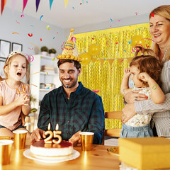Gold Backdrop Birthday Decorations Foil Curtain Backdrop Gold Streamers Dance Pa