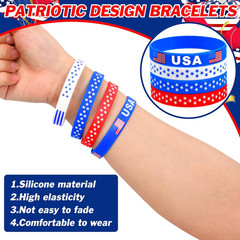 146Pcs Patriotic Accessories Including Glasses Necklaces Silicone Bracelets Tatt